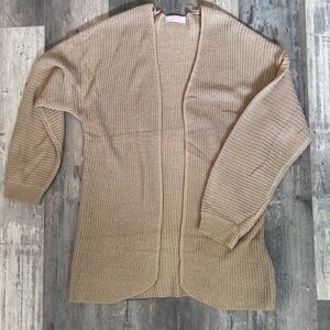 Cozy Tan Open-Front Sweater